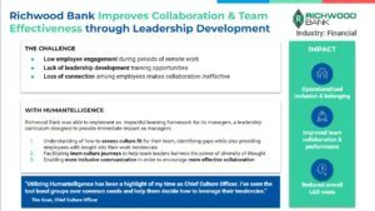 Richwood Bank Improves Collaboration & Team Effectiveness through Leadership Development